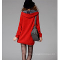 Fashion Winter Jacket Girl Long Sleeve Knit Fur Hooded Sweater Coat